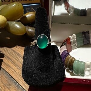 Green Onyx Sterling Ring - Size 6.5